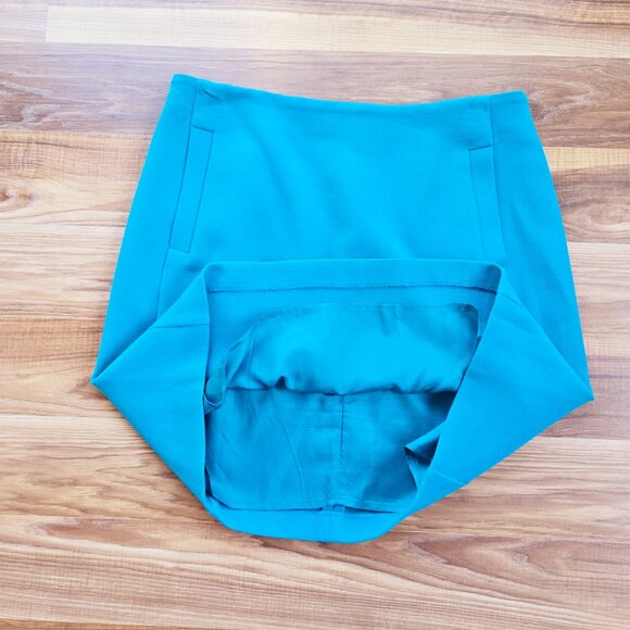 Banana Republic Skirt 6 Turquoise Mini Poly Rayon Spandex Stretch Lined - Picture 4 of 9